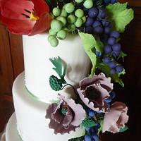 flowers and grapes