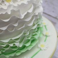Daisy chain ombre ruffle cake 
