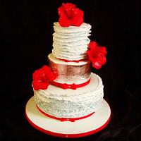 Silver leaf wedding anniversary cake 