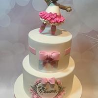 Ballerina bear christening cake