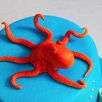 Ocean theme birthday cake