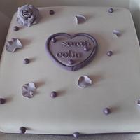 Purple Petals Engagement cake 