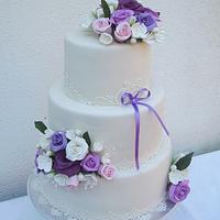 Romantic wedding cake in pastel colors