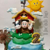 Farm animals birthday cake