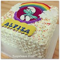 Rainbow Cake with Smurf