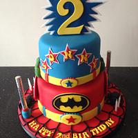 Double celebration superhero cake