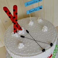 Cake ski and snow