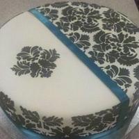 Damask Bridal Shower Cake