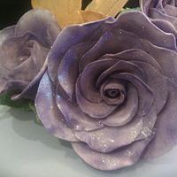 Purple cake, Purple roses and isomalt butterfly