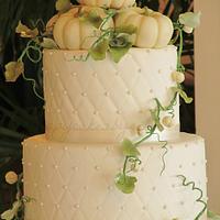 White Pumpkin Fall Wedding Cake
