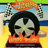 "Hot Wheels" themed birthday cake