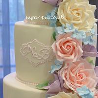 Floral cascade wedding cake