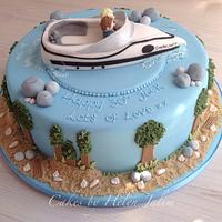 Speed boat birthday cake