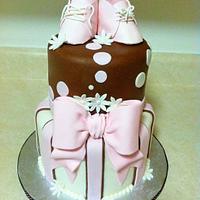 Brown and Pink Baby Shower Cake