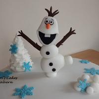 Frozen cake with handmade Olaf x