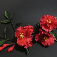 fiori di melograno e ramoscello natalizio in gum paste