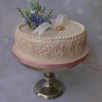 Romantic cake wedding celebrating 45 years.