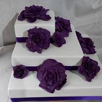 purple rose wedding cake