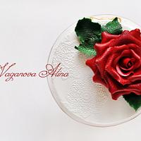 cake with red rose