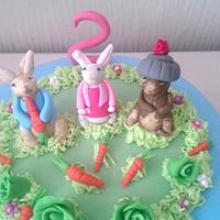 Hand painted Peter Rabbit cake