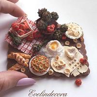 Miniature food on a cookie
