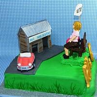MG roadster car cake