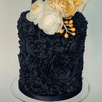 Black Rossette Ruffle cake