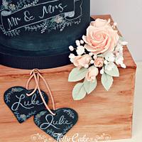 Chalkboard and Wooden Crate Wedding Cake