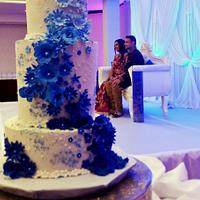 Blue Floral Wedding cake