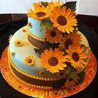 Sunflowers 95-th Birthday Cake