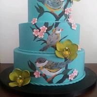 3 Tier Hand painted Anniversary Cake