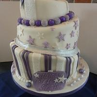 Silver and purple 18th Birthday cake