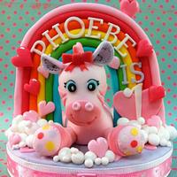 Pink Zebra and Rainbow Cake Topper