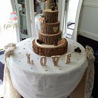 Tree stump wedding cake 