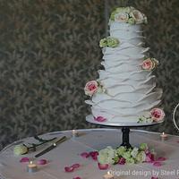 Rose Petals Ruffles Wedding Cake