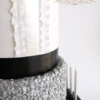 Crystal Sugar Shoe on Silver Sequins Cake