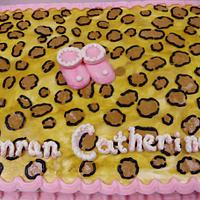 Leopard print buttercream baby shower cake