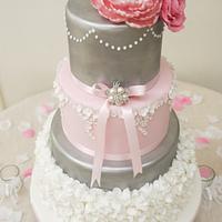 Lucy Pink Peony Wedding Cake