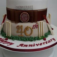 Cricket themed 40th anniversary cake