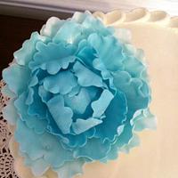 teal ombre petal cake with peony
