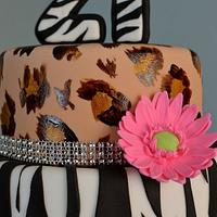 Zebra and leopard print cake