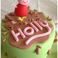 Peppa pig birthday cake and cupcakes