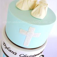 Booties Christening Cake for a little boy
