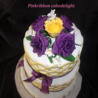 purple and yellow themed cake