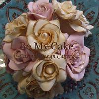 Duck egg and gold vintage roses