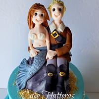 Pirate and Mermaid New Year's Eve Wedding Cake