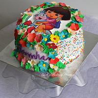 Colorful Dora the explorer theme cake !!