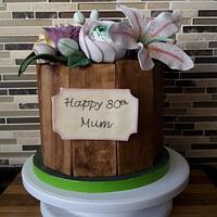 80th Flowers Birthday Cake (my first flowers)
