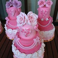 Mini wedding cake... Ruffles and rose