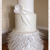 Wafer feather wedding cake